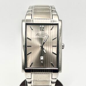 Kenneth Cole New York KC392 Silver Rectangular Mens Watch 33mm Case New Battery